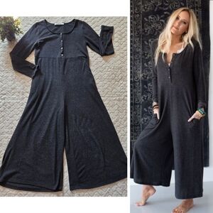 Three Bird Nest Gray Simply Comfort Boho Jumpsuit, Size Small